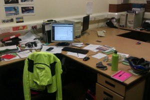 My painfully messy desk, after *some* tidying